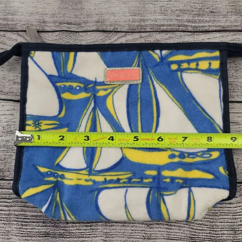 Lilly Pulitzer Sailboat Zipper Pouch Makeup Bag Blue White